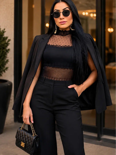 Body Sexy Con Encaje Y Malla Transparente