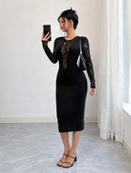 Vestido Corto De Fiesta Ajustado Mangas De Encaje  Kikinas