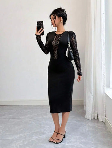 Vestido Corto De Fiesta Ajustado Mangas De Encaje  Kikinas