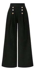 Pantalon Palazzo Botones Dorados Talle Grande Plus Size Kiki