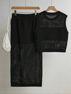 Conjunto Top Pollera Verano Playero De Punto Kikinas