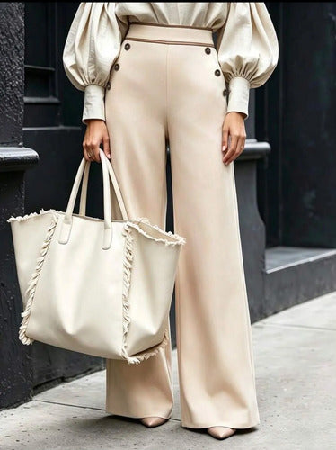 Pantalon Palazzo De Lino Talle Grande Plus Size