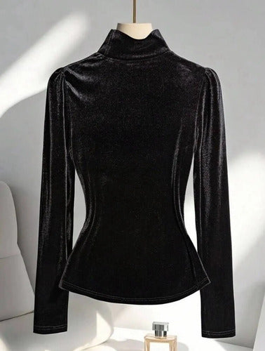 Polera Buzo Cuello Alto Terciopelo