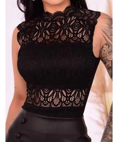 Body Sexy Con Encaje Y Malla Transparente