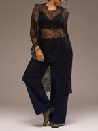Vestido De Encaje Largo Kimono, Tunica Talle Grande