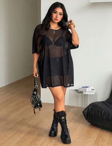 Vestido Remeron  Malla Transparente  Talle Grande Plus Size