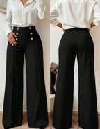 Pantalon Palazzo Botones Dorados Elastizado Napoleón Kikina