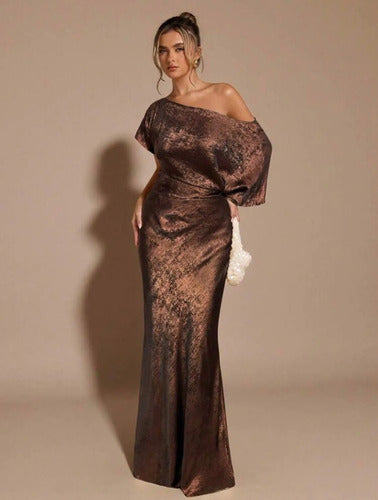 Blusa De Un Solo Hombro Asimetríca  Brillante Elegante