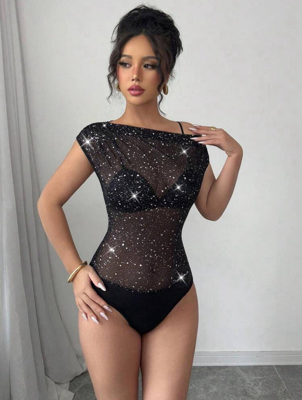 Body Con Transparencias Brillantes De Dama